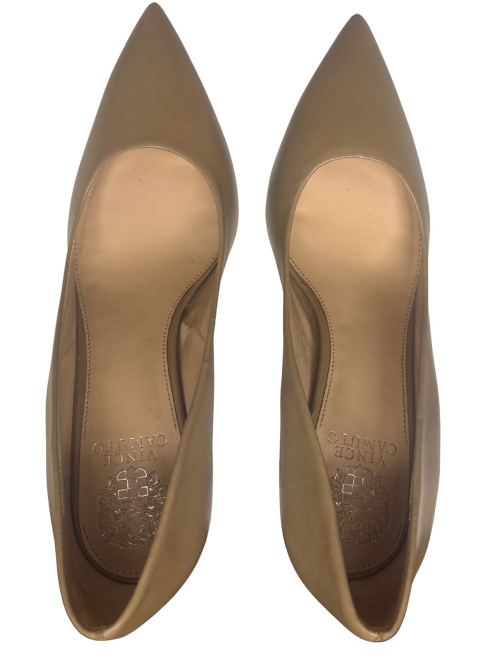 Vince Camuto Taupe Leather Pointed Toe Flared Heel Pumps 10 
Heel 3.3/4”